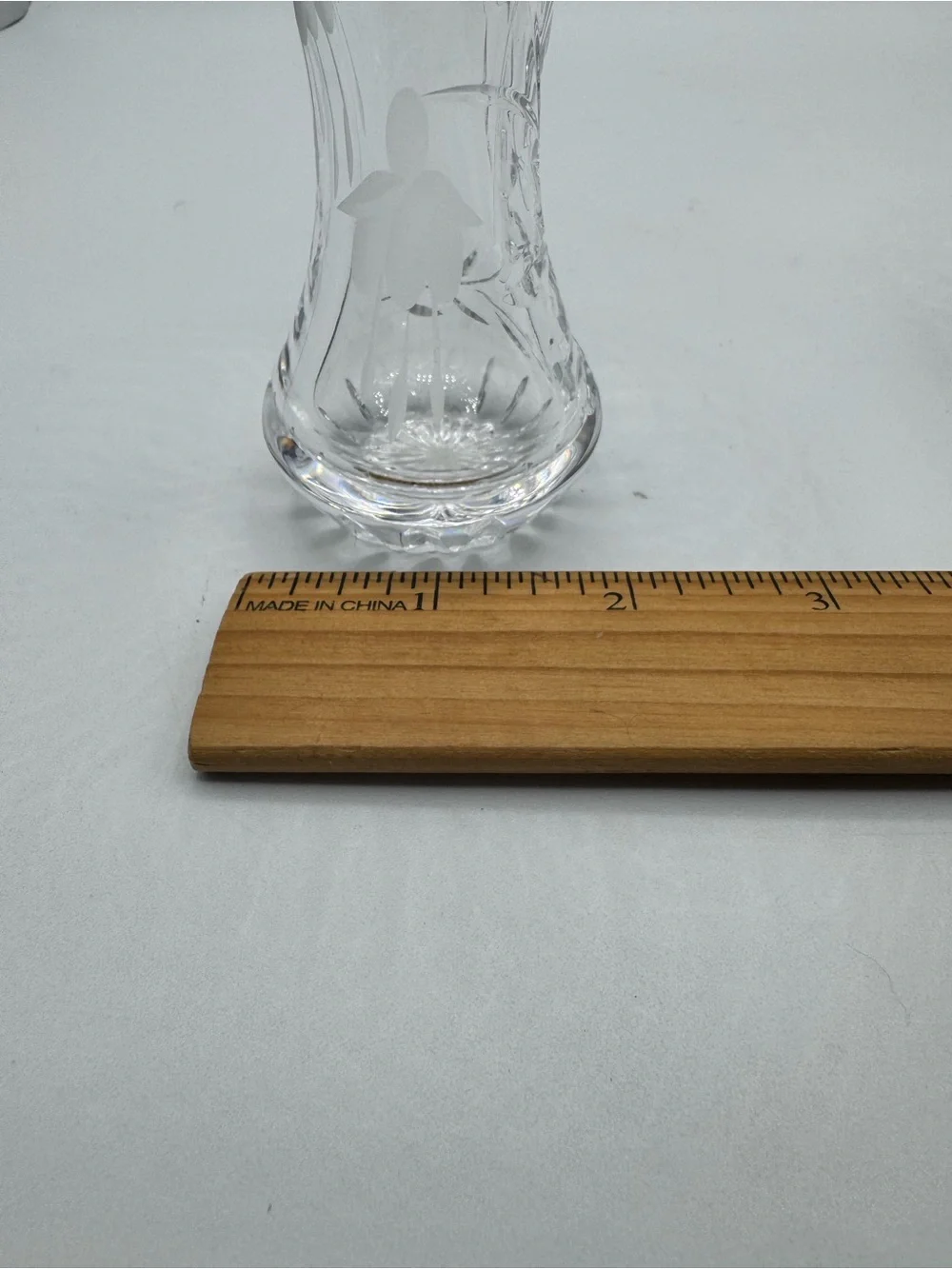 Vintage Stuart Lead Crystal Fuchsia Etched Set of 2 Bud Vase